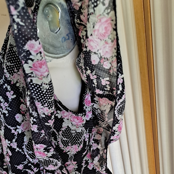 Jojo Belle black floral dress w/ polka dots, large - Picture 3 of 5